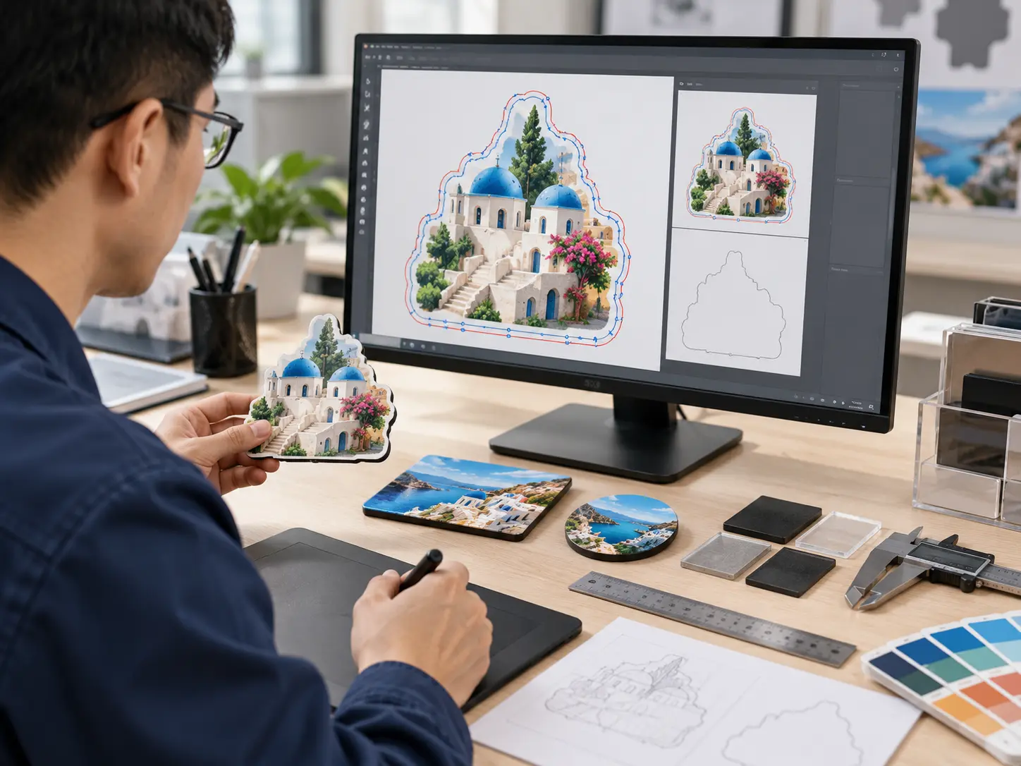Dieline and cut-path review for custom magnetic products