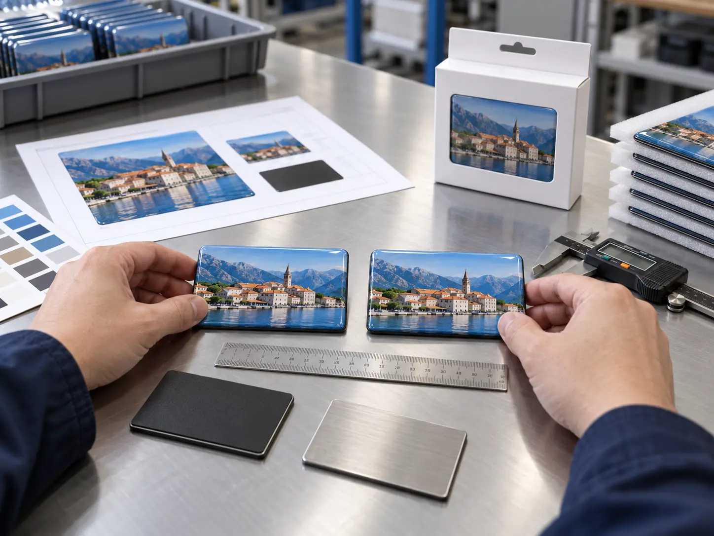 Approved magnetic product sample compared with production reference
