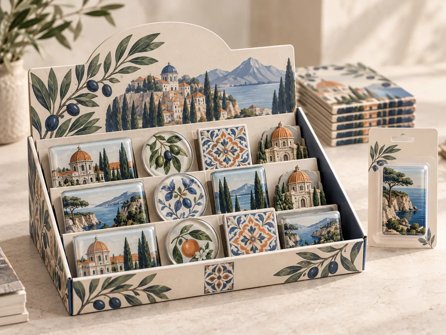Retail display box for coordinated custom magnetic product collections