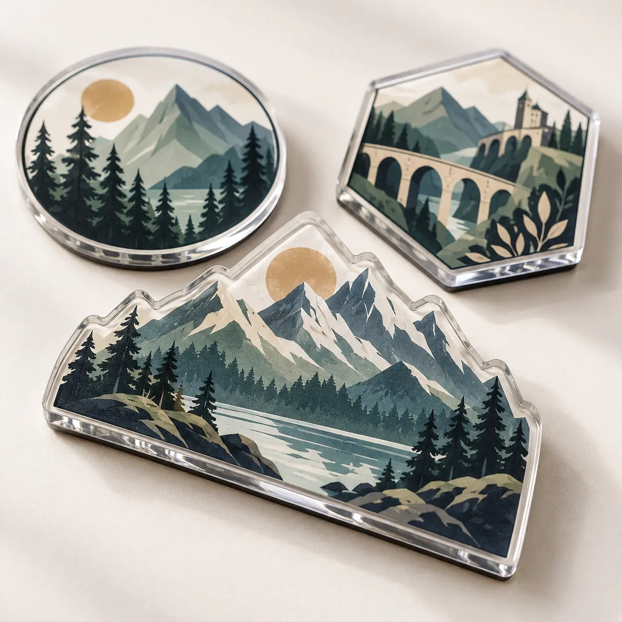 Premium acrylic souvenir magnets for controlled licensed merchandise programs