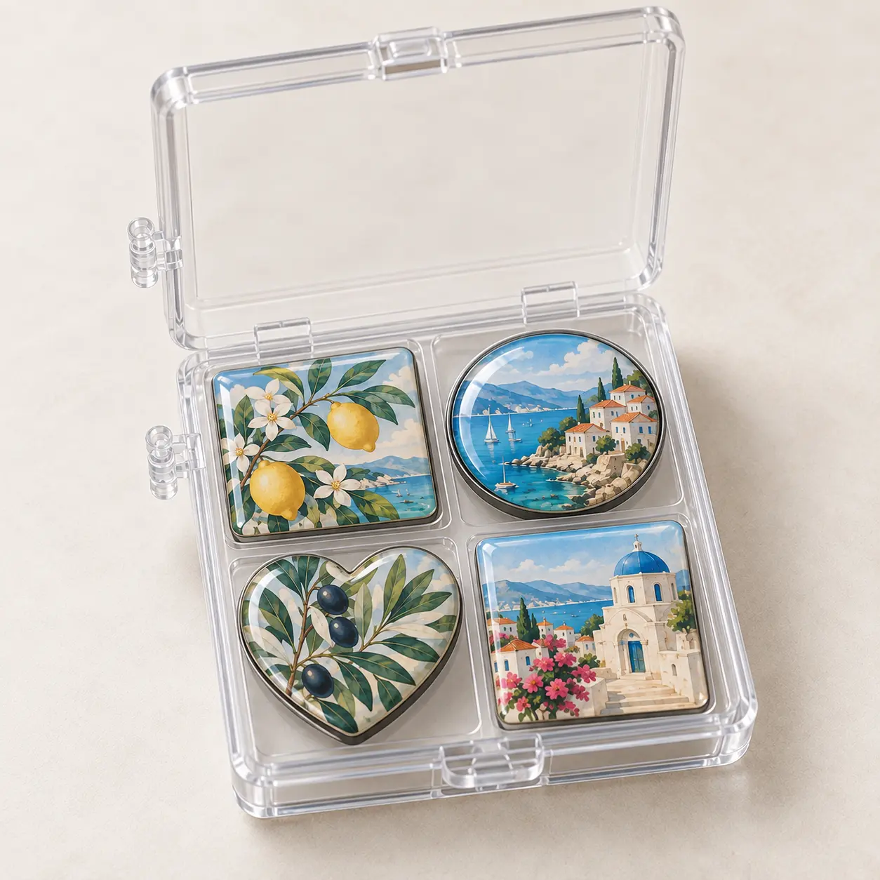 Boxed epoxy magnet set in a clear retail-ready case