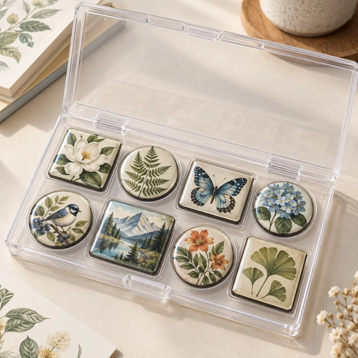 Boxed epoxy magnet set for educational and stationery merchandise programs